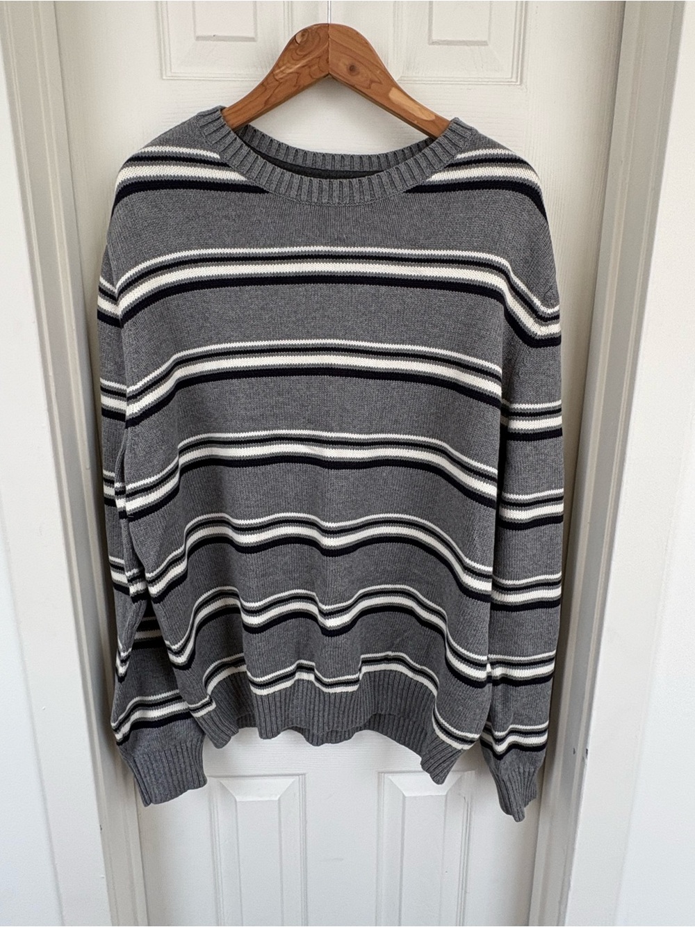 St. John's Bay Gray Striped Crewneck Sweater